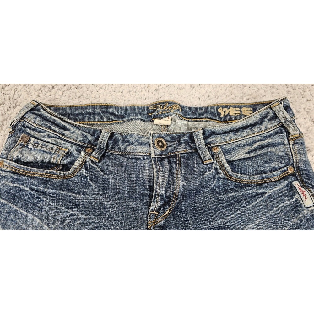 VTG Silver Jeans Bermuda Shorts Women 28 Denim DEE Low Rise Retro 90s Y2K Grunge - Picture 3 of 9